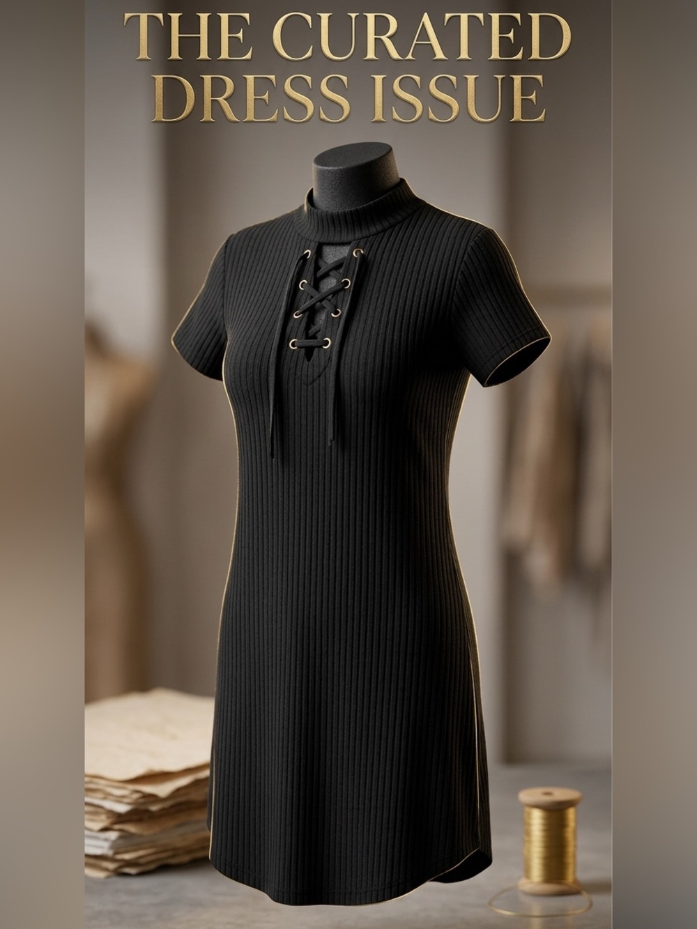 AUDREY LANE SLEEVED BLACK SHIRTTAIL DRESS STRETCHY SHOESTRING NECK OPENING SZ 2X